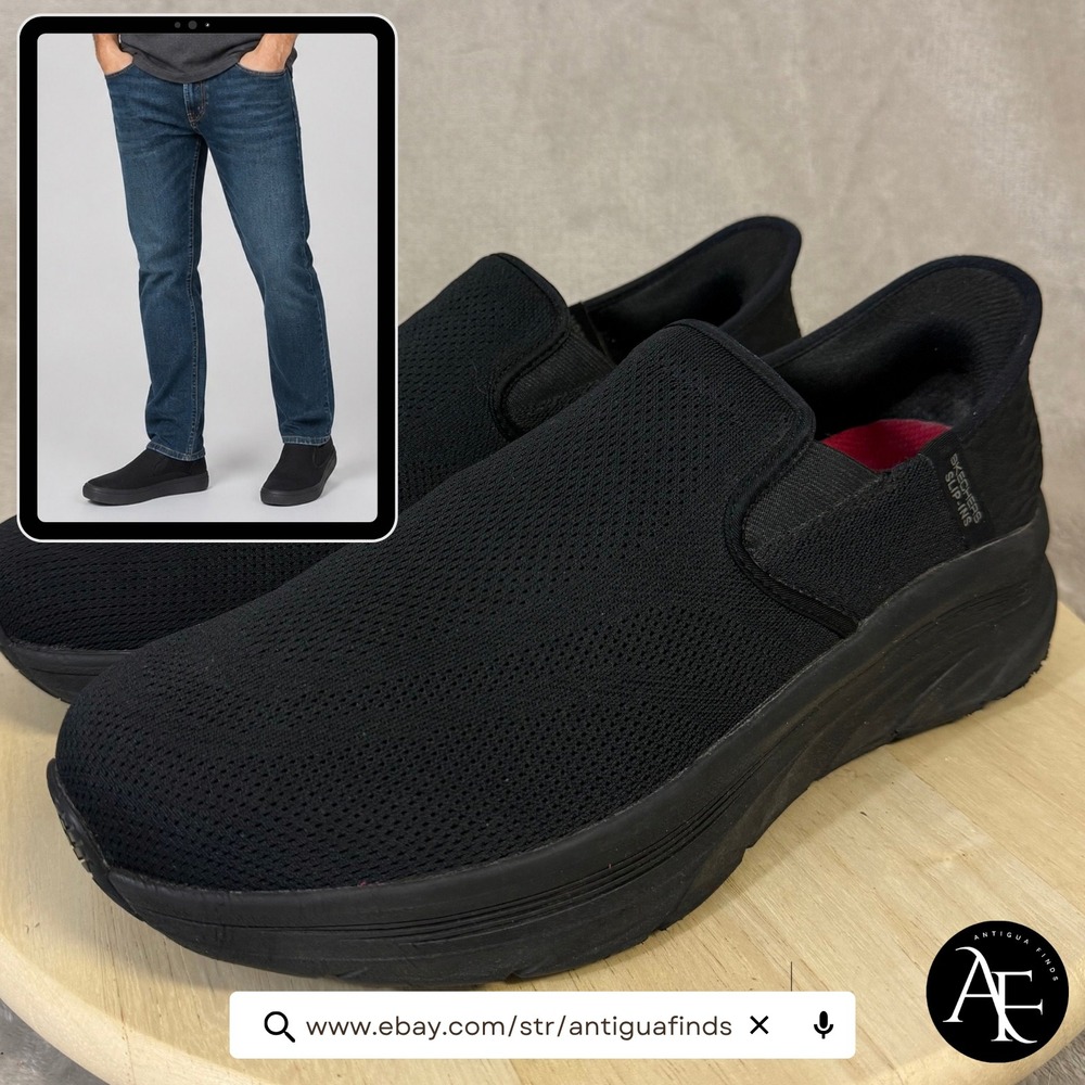 Skechers Hands Free Slip-ins Mens 11.5 Wide Black Work Shoes 200217W Slip-Resist